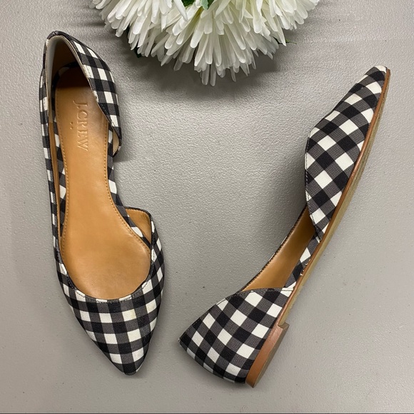 J. Crew Factory Shoes - J Crew Factory D'Orsay Flat Shoe Gingham Check 7.5